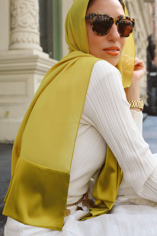 Satin–Edge Hijab - Chartreuse Shine