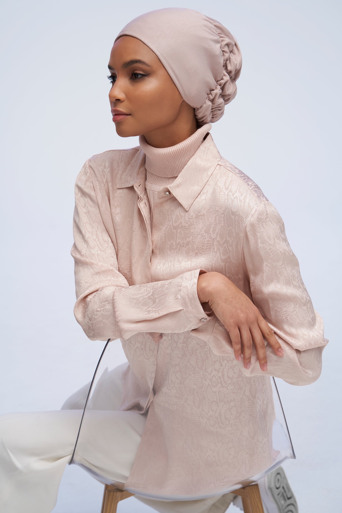 Silk-Blend Satin Underscarf - Mink