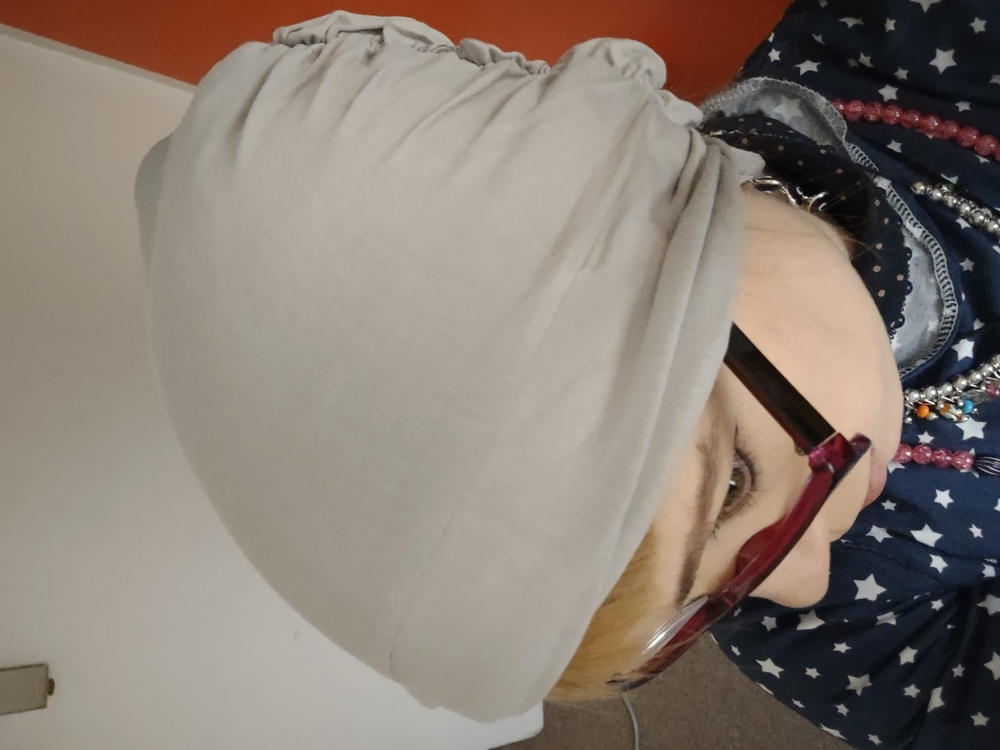 Criss–Cross Underscarf - Stone - Customer Photo From Erica Durian