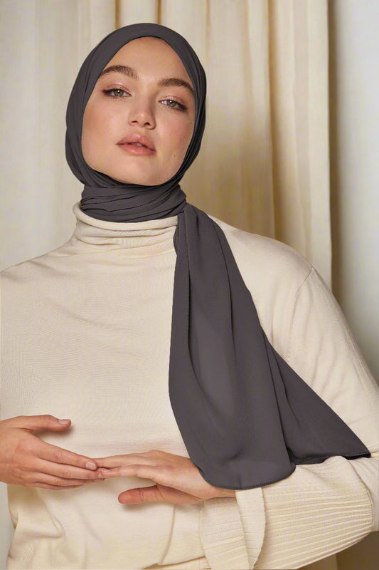 Everyday Chiffon Hijab - Gunmetal