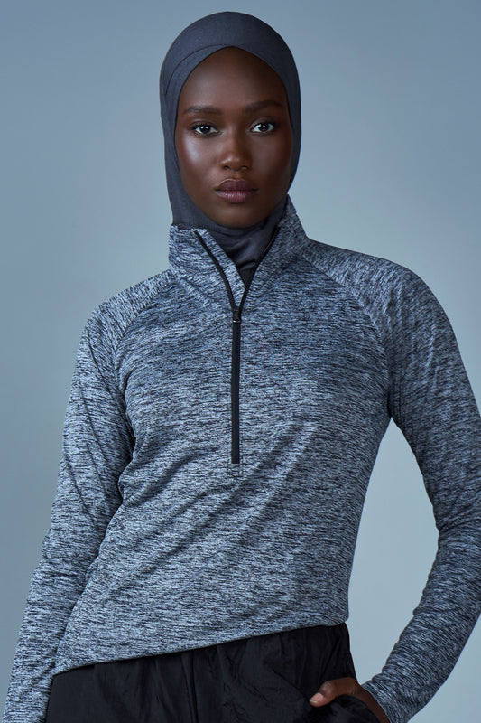 Criss–Cross Sport Hijab - Carbon