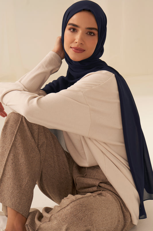 Everyday Chiffon Hijab - Navy