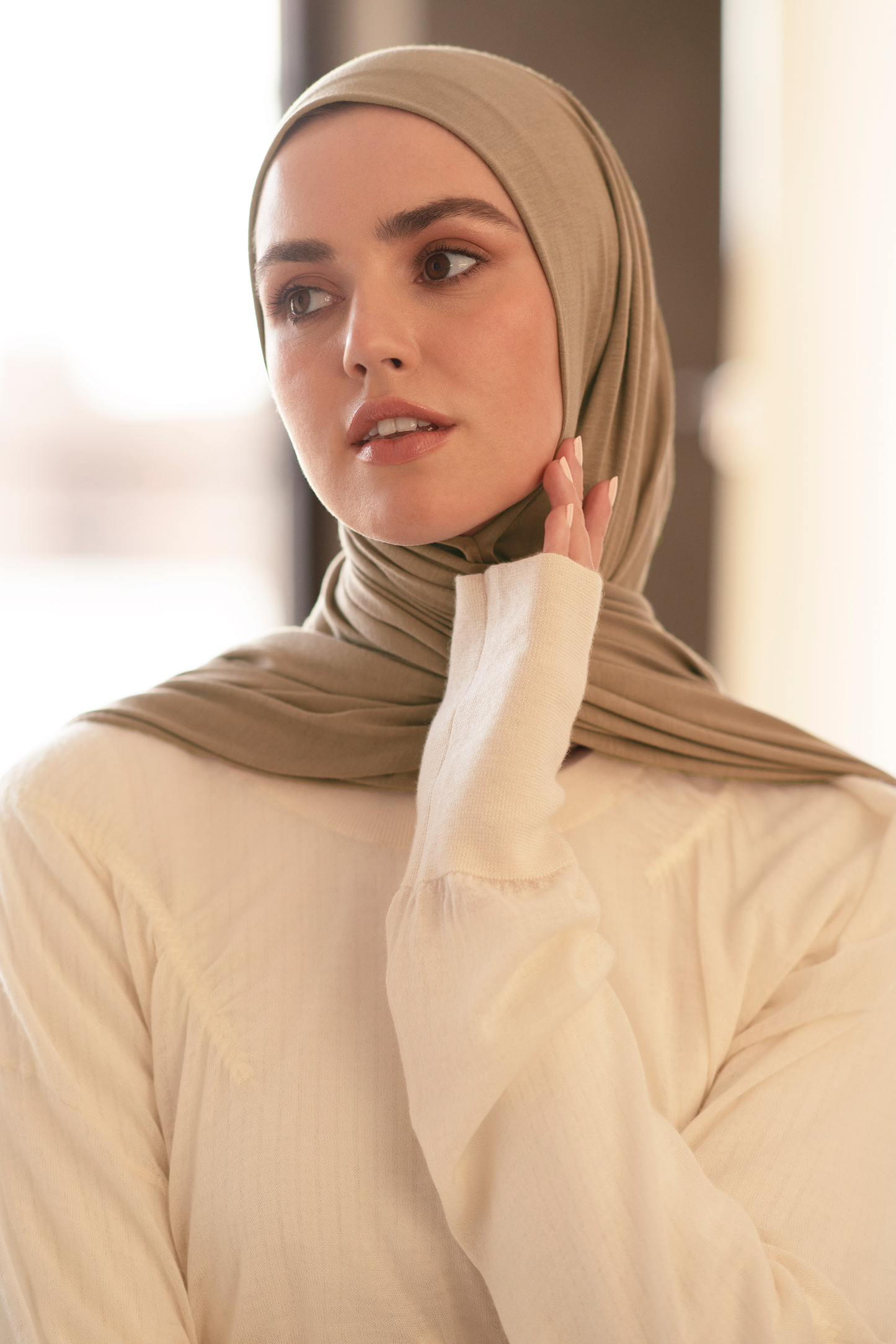 Premium Jersey Hijab - Khaki